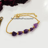 Raw Amethyst Bracelet, Raw Gemstone Bracelet, Healing Bracelet, February Birthstone
